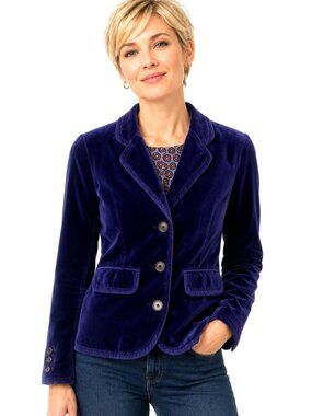 Boden Purple Cotton Velvet Blazer Jacket